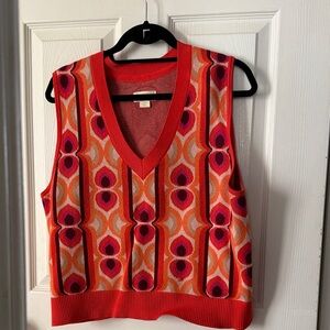 Maeve Anthropologie Geometric Patterned Sweater Vest